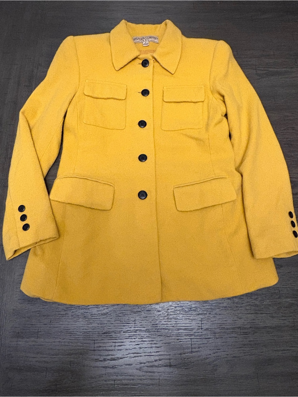 Kasper Women's Mustard Yellow Wool Pea Coat
